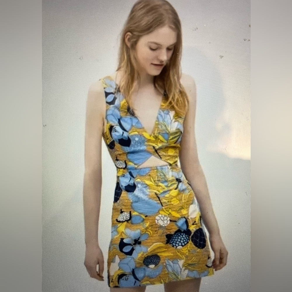Zara trafaluc  Yellow and Blue mini dress. Size XS